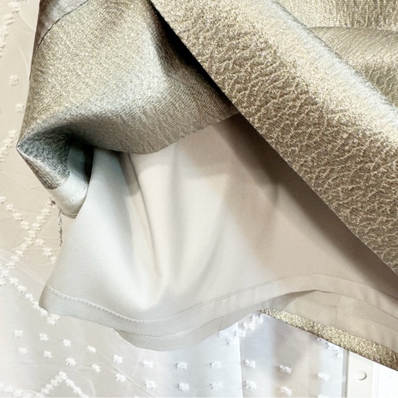 🎄 371. Ann Taylor Metallic‎ Brocade Mini A-Line Skirt Silver Gold 6P Retro Y2K - Picture 6 of 9